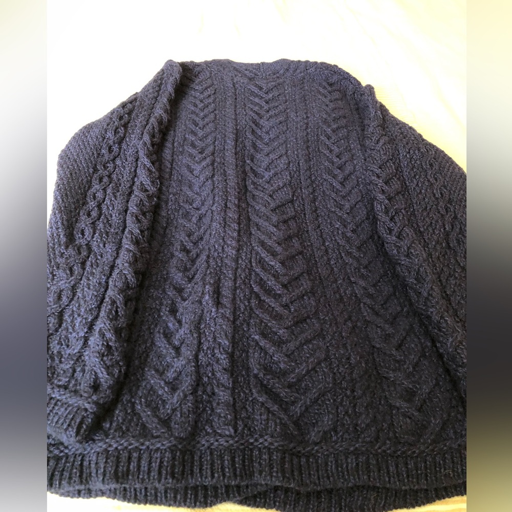 AranCrafts Navy Knit Wool Cardigan - Picture 5 of 9